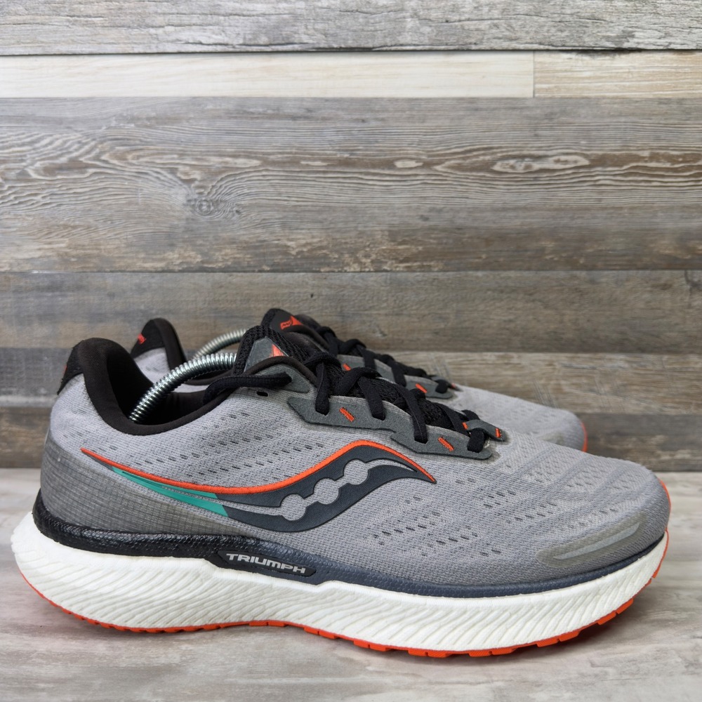 Saucony Triumph 19 Mens Size 11 Running Shoes S20678-20 Gray Alloy Fire